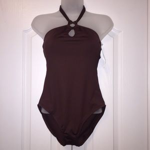 One piece halter bathing suit